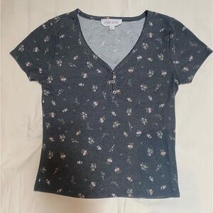 Pink Rose Floral V-Neck Top